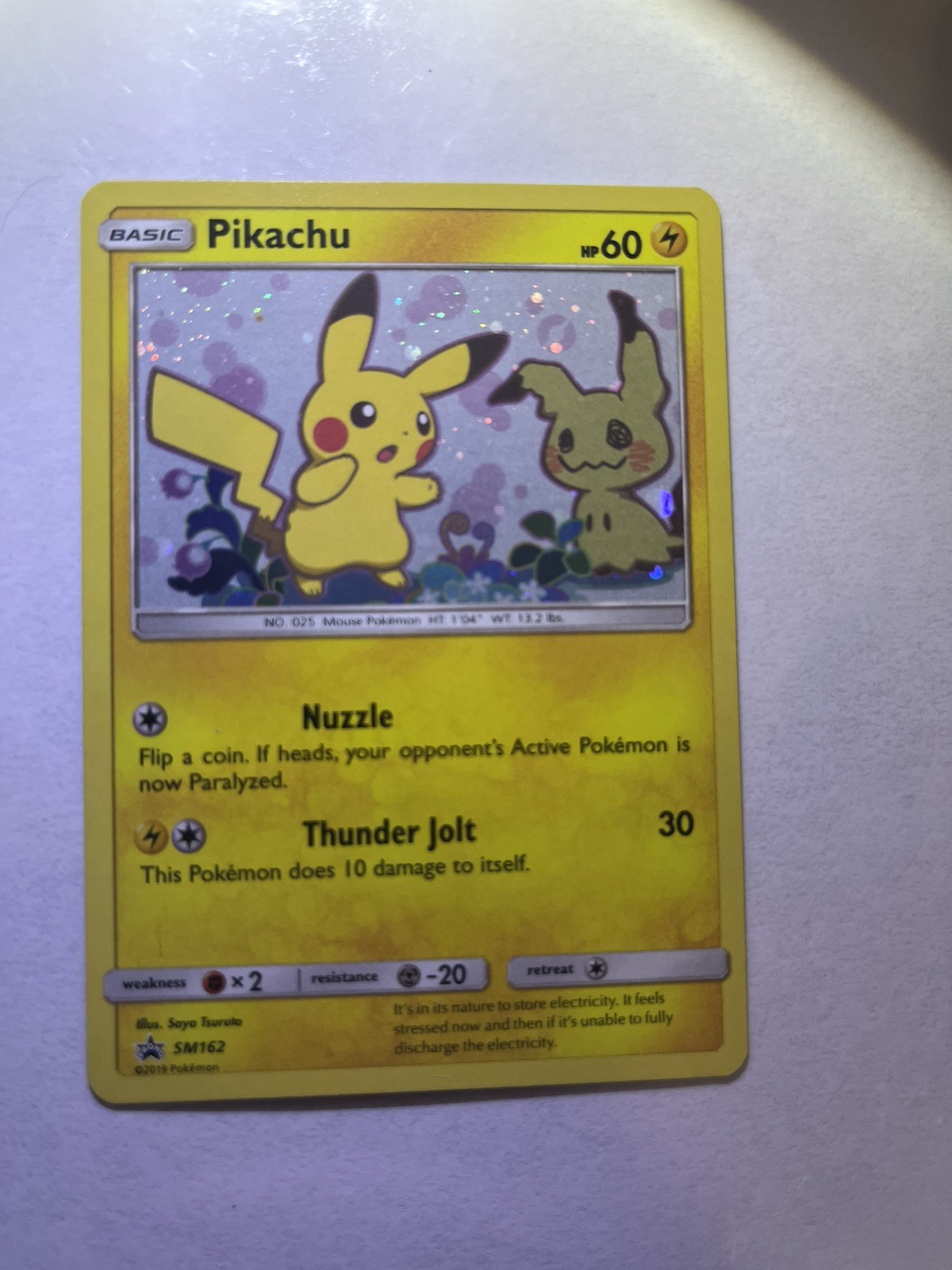 Pikachu Promo 2019 Pokemon Card SM162 Holo Sun & Moon, NEAR MINT