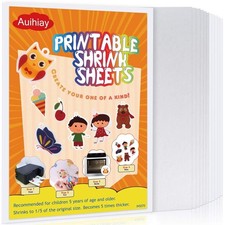 12 Pieces Printable Shrinky Plastic Sheets, Shrink Films Papers for Kids, Mot...