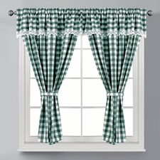 Kitchen Curtain Window Curtain Set Rod Pocket Pencil P Attached Valance Tiebacks