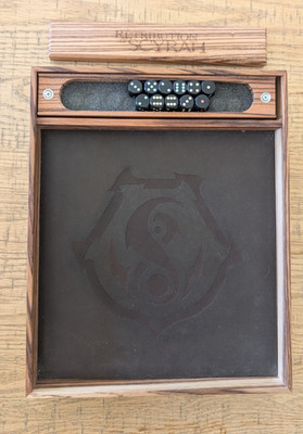 Wyrmwood Zebrawood Dice Tray Warmachine Retribution of Scyrah + Dice Vault Set