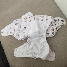 Reusable Snap-On Baby Diaper Covers Lot of 3 White Brown Pink Butterfly Floral
