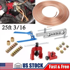 Brake Line Pipe Repair Kit 3/16 25ft Copper Pipe Flaring Tools 22 Nuts Fittings