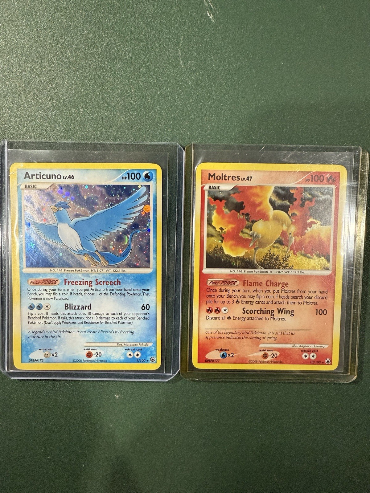 Articuno - 1/100 - Pokemon Majestic Dawn Holo Card NM & Moltres - 10/100 Holo