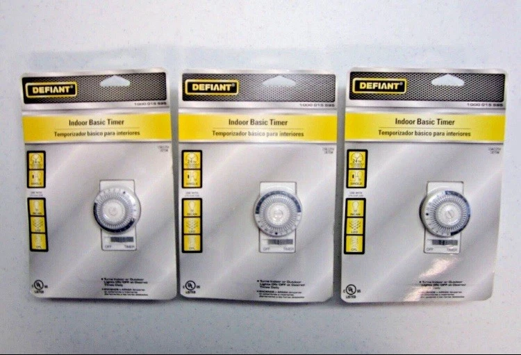 3 Pack Defiant 1000015595 Turn Indoor-Outdoor on/off Electric Wall Switch Timer