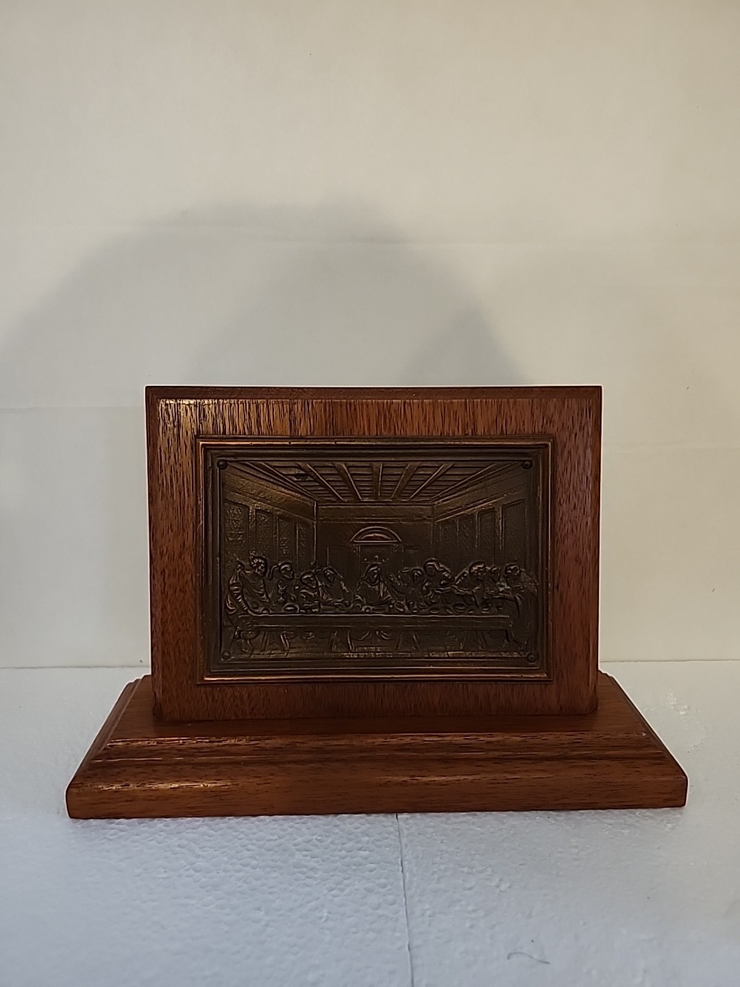 Vintage Solid Wooden Bronze Last Supper 3D Religious Desk Stand Beautiful