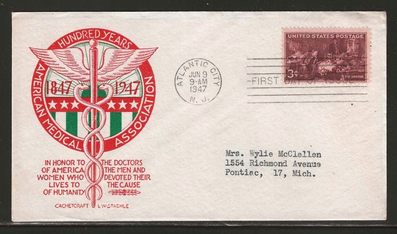 1947 FDOI SCOTT # 949 DOCTORS - STAEHLE - ATLANTIC CITY NJ CANCEL