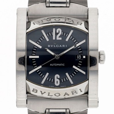 BVLGARI AA48S Assioma Navy Dial Automatic Stainless Steel Men s