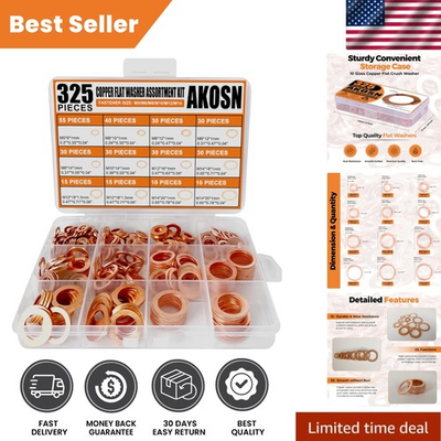 #ad #ad 325 PCS Copper Metric Sealing Crush Washers Kit 10 Sizes Oil Drain Gasket Set $17.09