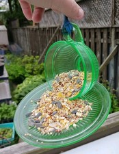 Upcycled Uranium Glass Bird Feeder Tea Cup Saucer Flower Summer Outdoors Garden