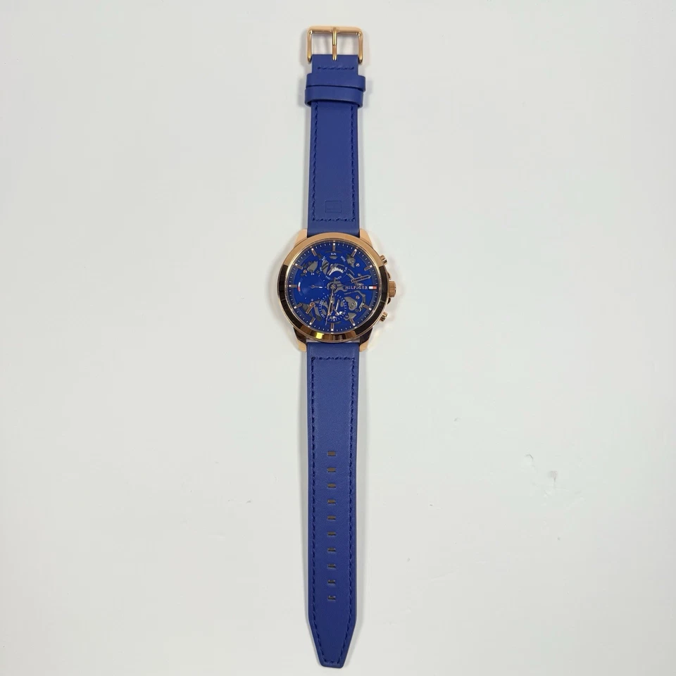 Tommy Hilfiger Henry 1710475 Blue Dial Blue Leather Strap Men’s Watch - Image 3 of 4