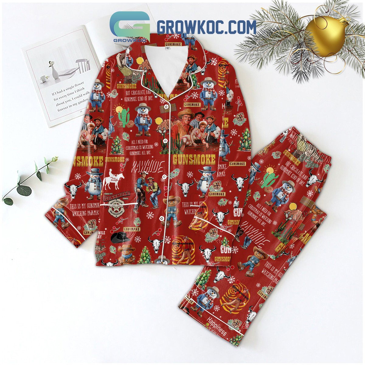 Gunsmoke Christmas Pajamas Set for All-Day Marathon Comfort