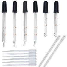 6 PCS 1 mL Glass Eye Droppers with Clean Brush for Essential Oils, Lab, Health