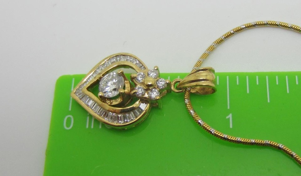 Technigold Solid 18K Yellow Gold Diamond Heart Pendant with 17