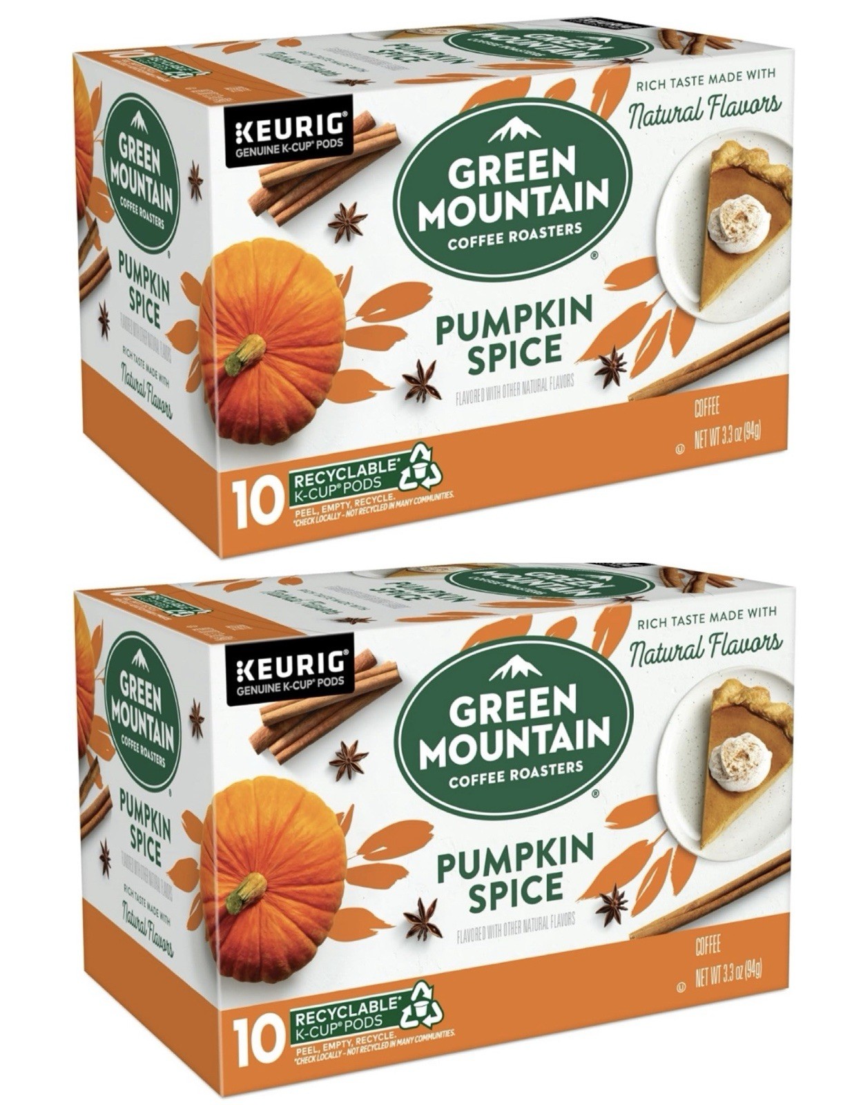 TWO! Green Mountain Coffee Roasters Pumpkin Spice Coffee, K-