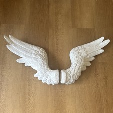 Angel Wings Wall Art Handmade Plaster Decorative Pair Large Feather Design 90cm