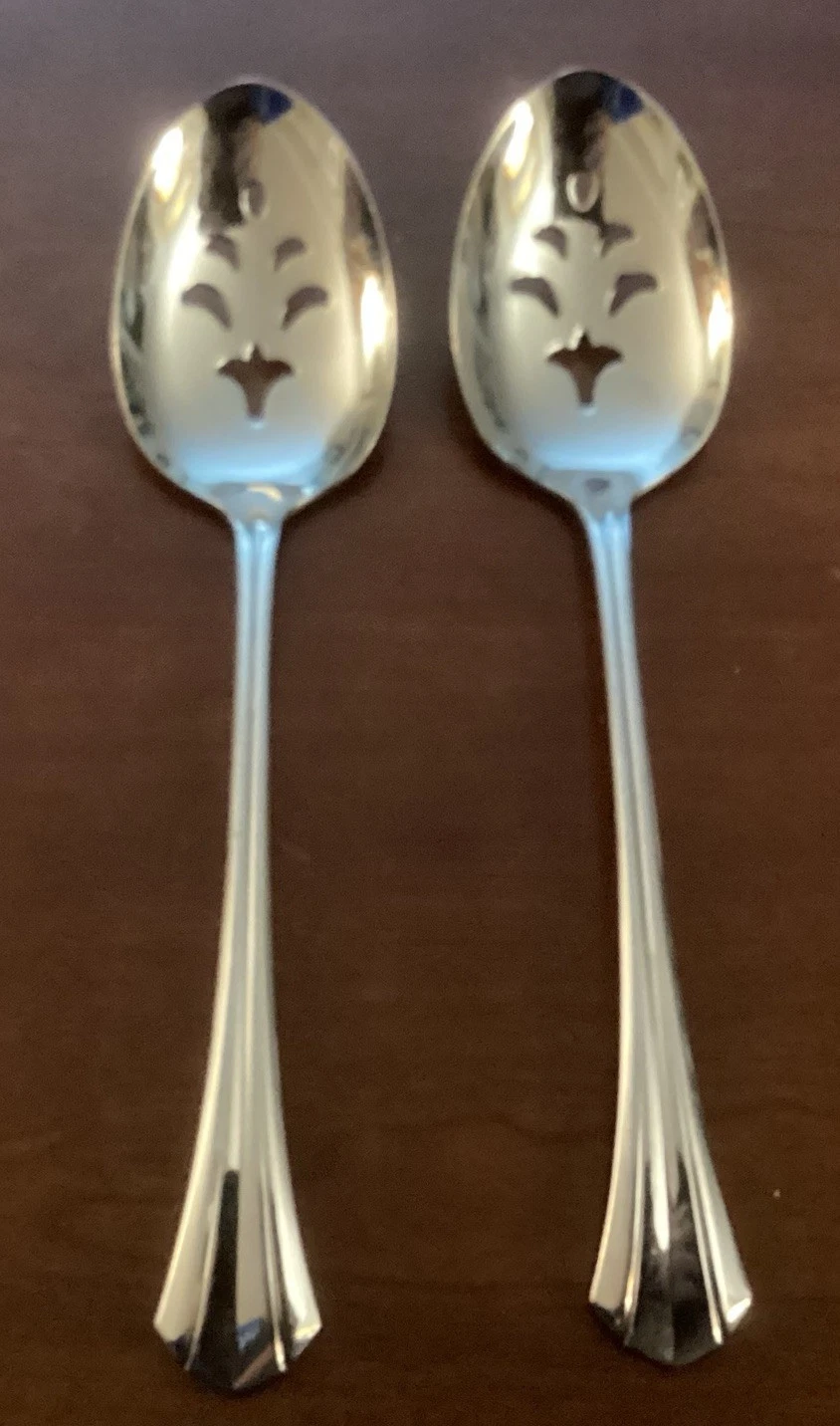 Oneida Deluxe RUSHMORE Stainless SLOTTED SERVING SPOON (2) Flatware Silverware