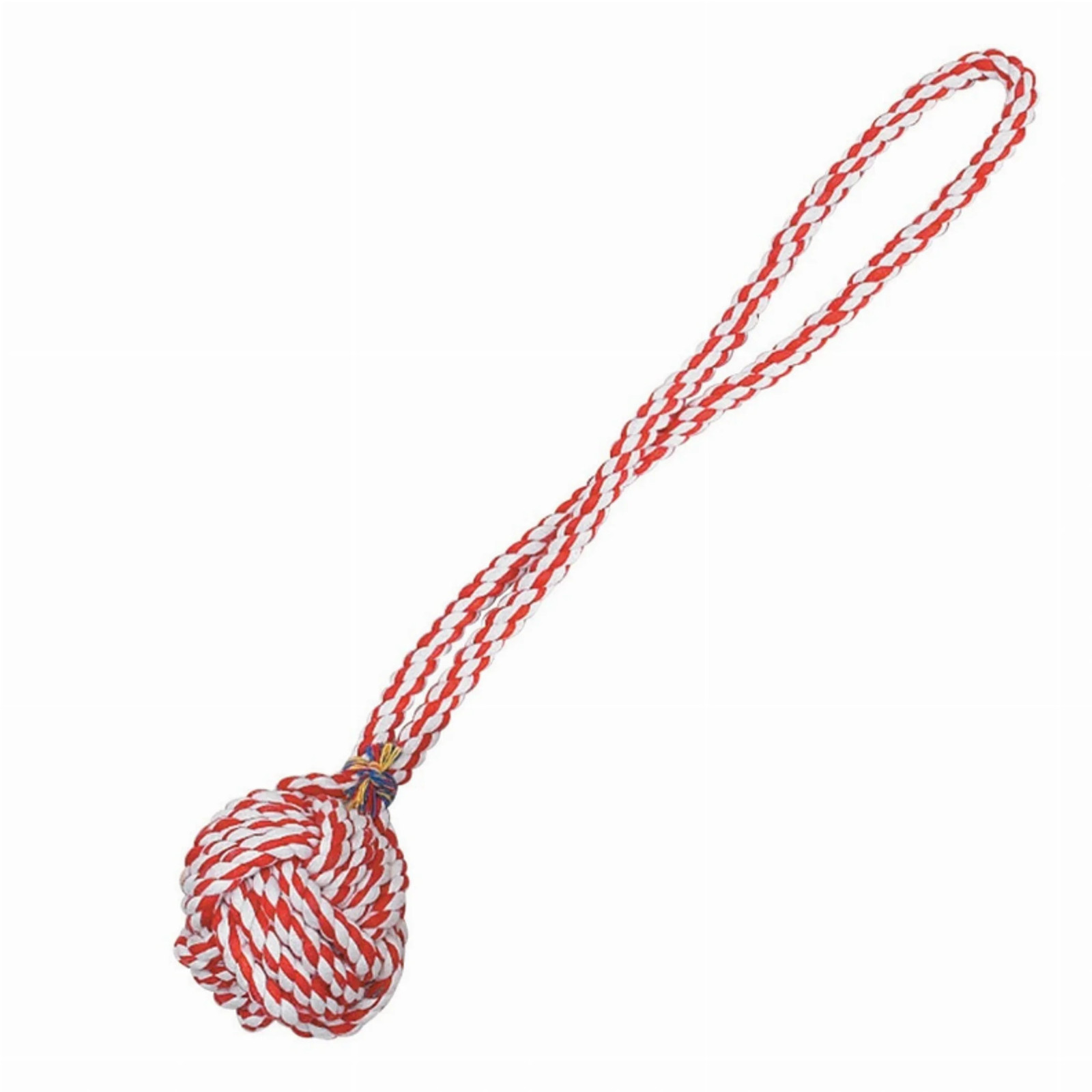 Zanies Monkey's Fist Knot Rope Dog Toy &ndash; Tough Cotton Red/White 15"