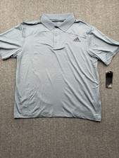 adidas Golf Light Blue Men's Polo Shirt 2XL Short Sleeve Performance Collared