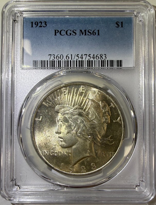 1923 $1 Peace Silver Dollar PCGS MS61 (683)