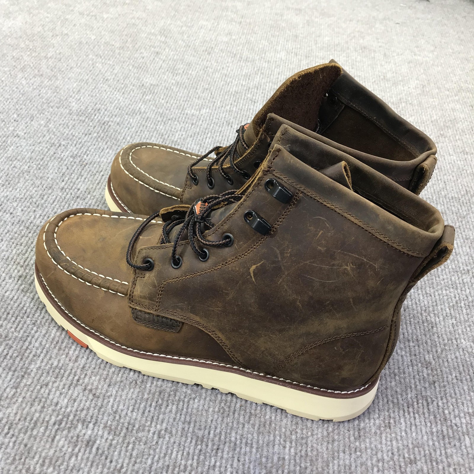 Brunt Marin Unlined Boots Mens Size 11 Brown Leather Moc Toe Work EH Wedge Sole