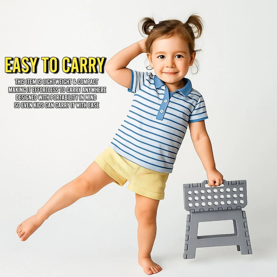 Grey Folding Step Stool Portable Lightweight Space Efficient Non-Slip Stool - Image 4 of 4