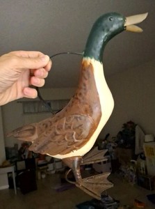 Metal Mallard Duck Watering Can Hand Painted 12-1/4"