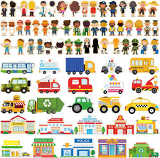50 Pcs Wooden Community Helpers Play Set Community Includes Little Wooden People