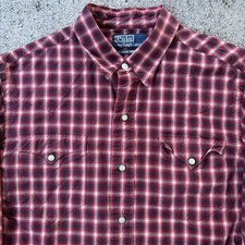 Vintage Polo Ralph Lauren Western Pearl Snap Shirt Button Cowboy Rodeo Sz Medium