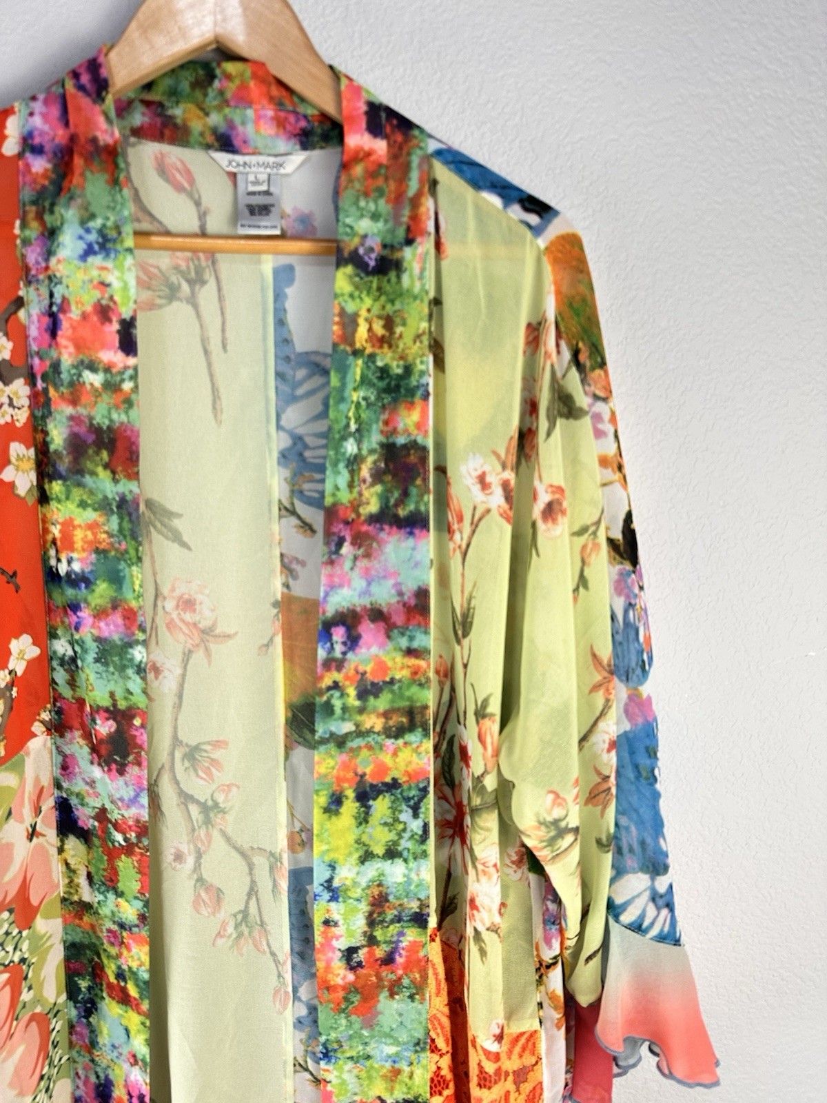 John Mark Multi Floral Print Patchwork Kimono Siz… - image 4