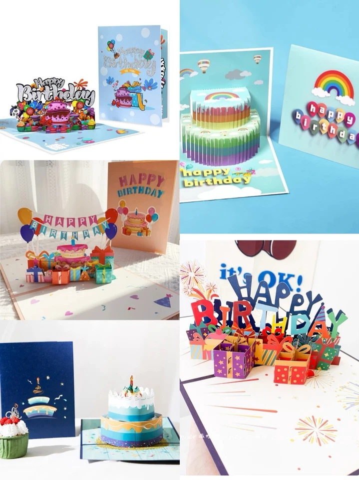 Tarjeta de Feliz Cumpleaños 3D Pop Up Tarjeta de Felicitación Única con Sobre Púrpura Foto 4 de 4