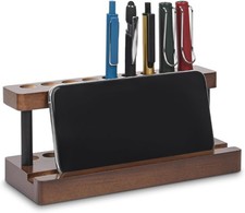 Wooden Pen Holder for Desk, Wood Pencil Holder Fountain Pens Display 1 Pcs