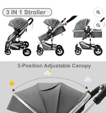 Aileekiss 3-in-1 Convertible Baby Stroller