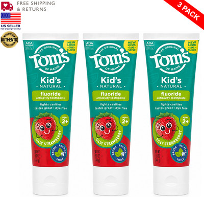 3-Pack Tom s of Maine Kids Natural Fluoride Toothpaste Silly Strawberry 5.1oz