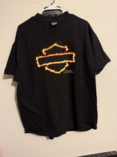 Vintage Harley Davidson Flame Logo T-Shirt Mens XL 2001 Made in USA Fade