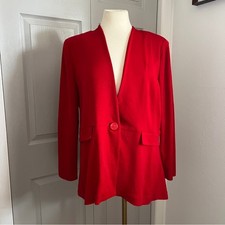 Misook Stretch Knit Peplum Blazer Cardinal Red
