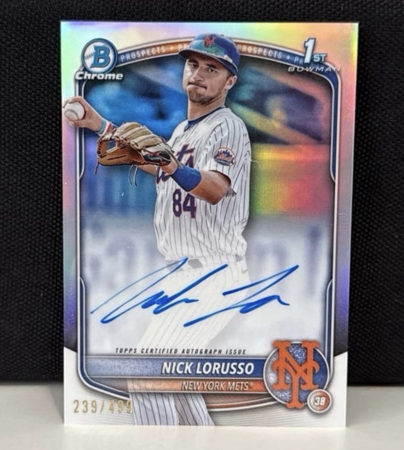 Nick Lorusso 2025 Bowman Chrome Prospect 1st Refractor Auto /499 Mets CPA-NL