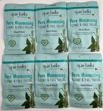 6 Pack Que Bella PORE MINIMIZING Facial Mud Mask, 0.5oz Ea,  - Free Shipping!