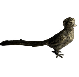 Vintage Pheasant Bird Figurine Gold-Tone Metal Paperweight Brass?