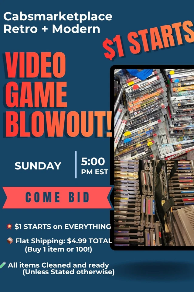 $1 Starts🔥 LIVE VIDEO GAME SUPER SALE – ALL GENERATIONS NEW DROPS