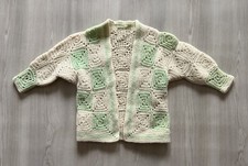 Vintage Hand Knit Cardigan Sweater Little Girl Or Boy 12-18 Months