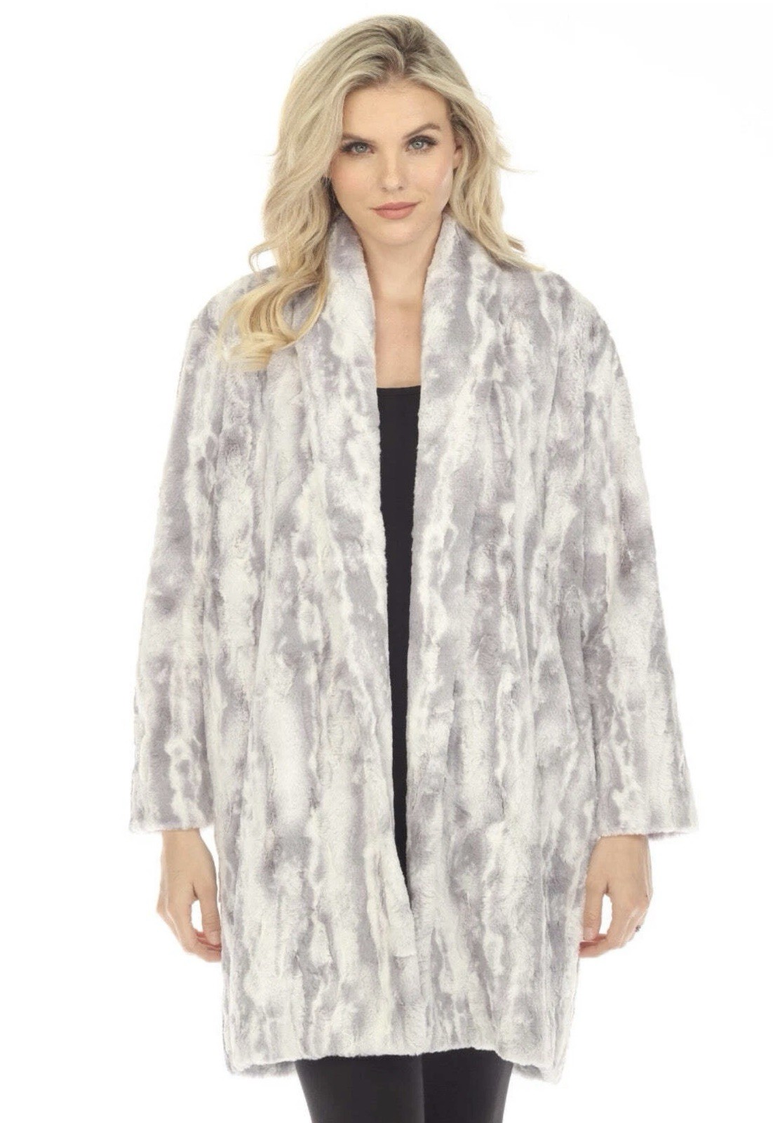 JOHNNY WAS $490 SZ-XL WORKSHOP CLOUD FAUX FUR JACKET SILK LINED W49822
