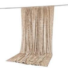 BEIGE 10 ft x 12 ft Premium Crushed Velvet Backdrop Curtain with Rod Pocket
