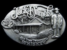 RI03140 VINTAGE 1989 JACK DANIEL'S WHISKEY BOOZE ADVERTISEMENT BELT BUCKLE