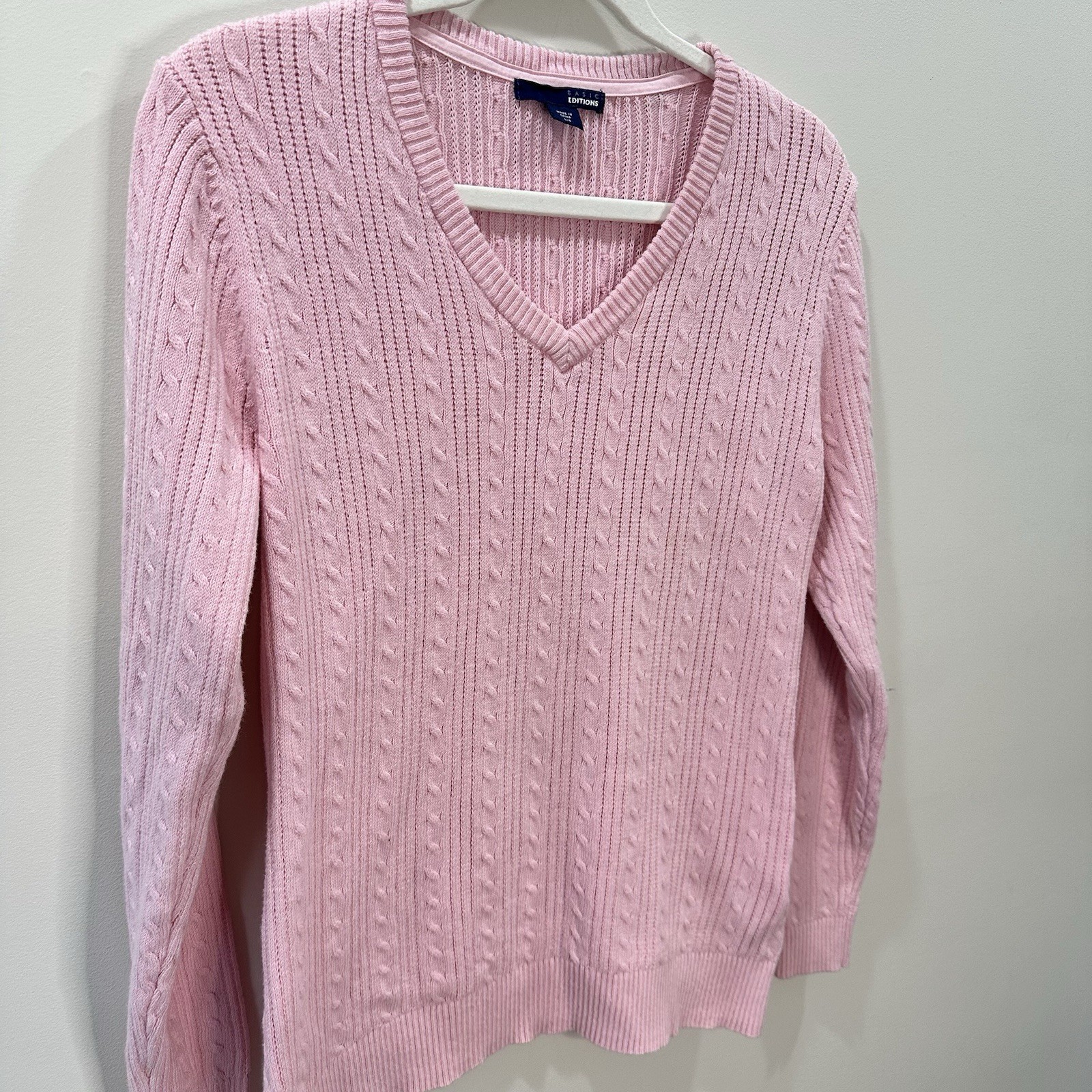 Basic Editions Womens Pink Cable Pullover Knit Lo… - image 5