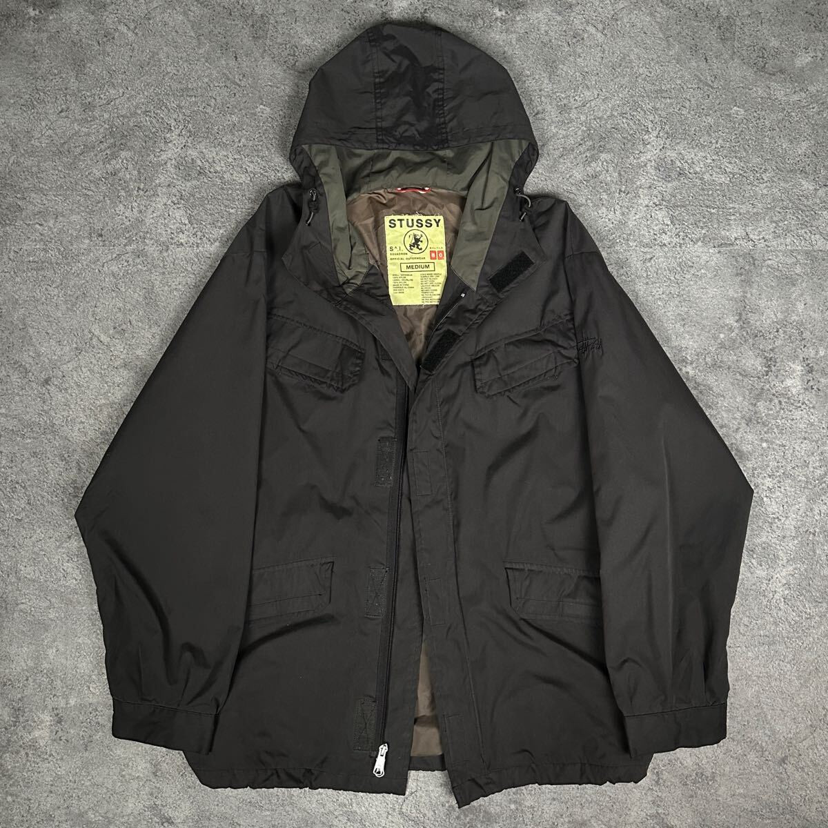Old Stussy 90s 00s Vintage Nylon Military Jacket Black Size M Used  