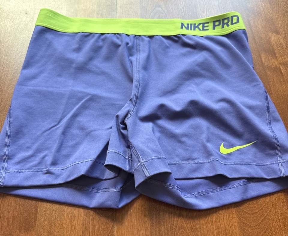 Nike Pro Dri-FIT Women's Compression Shorts Purple/Neon Green Pull-On ...