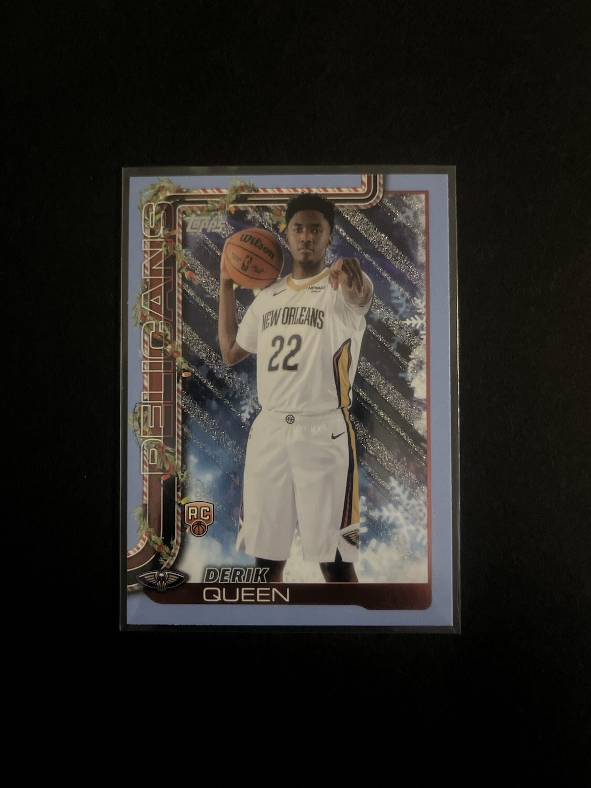 2025-26 DERIK QUEEN TOPPS HOLIDAY RC LIGHT BLUE & WHITE GLITTER PARALLEL H173