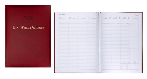 Idena Wochenkalender Big Sidney 2020 mit Gravur / Buchkalender / Farbe: rot