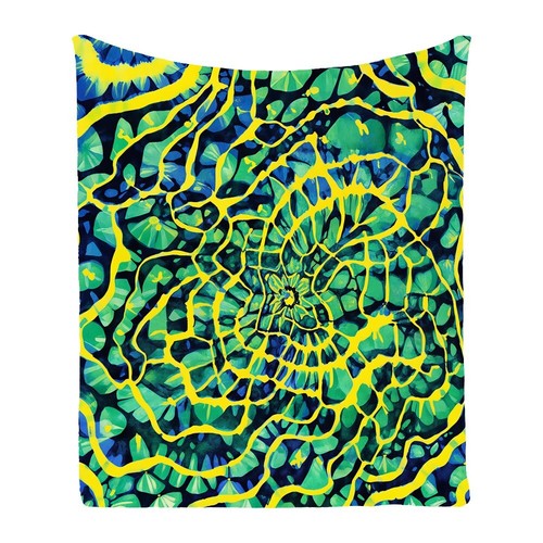 Tie Dye Spirals Flower Geometric Bedspread Throw Blanket Birthday Holiday Gift - Picture 6 of 16