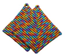 Topflappen Dick Gehäkelt Ca. 19 X 19 Cm Quadratisch Bunt (grün Lila Pink